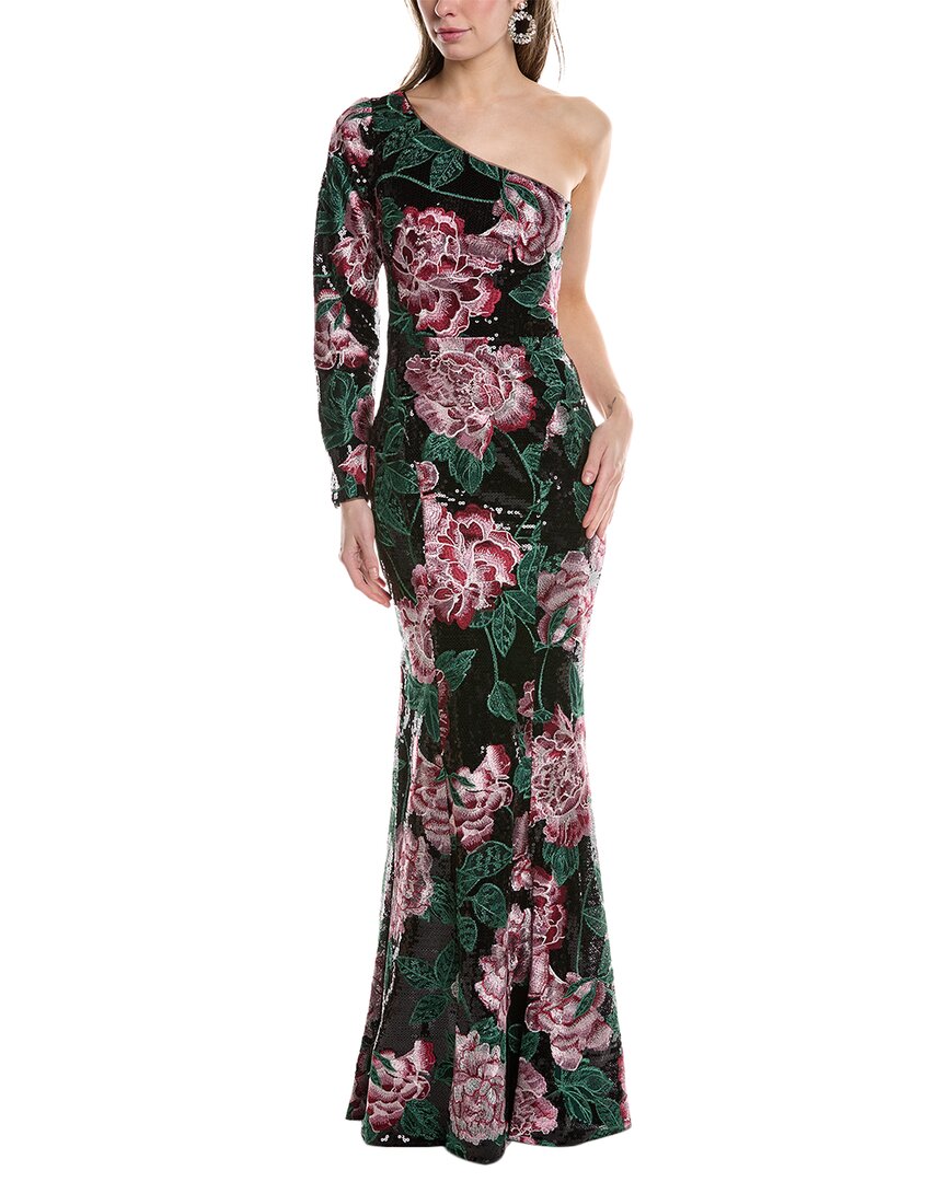 

Платье на одно плечо Marchesa Notte, черный
