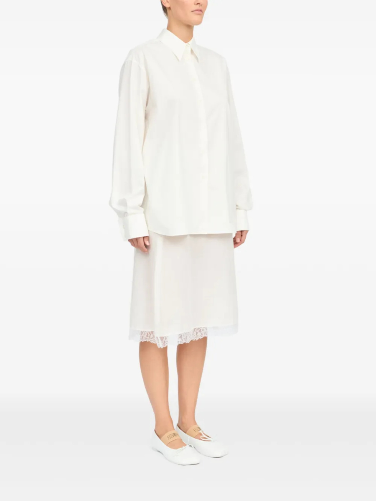 MM6 Maison Margiela платье-рубашка длины миди, нейтральный — фото 3