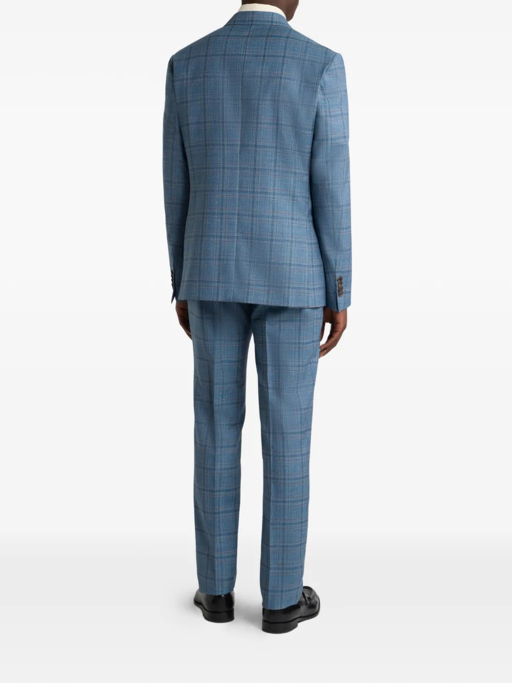 Однобортный шерстяной костюм в клетку Etro, синий — фото 3