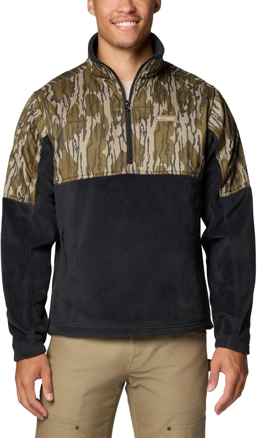 

Columbia мужская флисовая толстовка Phg Fleece Overlay II 1/4 Zip, Black/Mossy Oak Bottomland