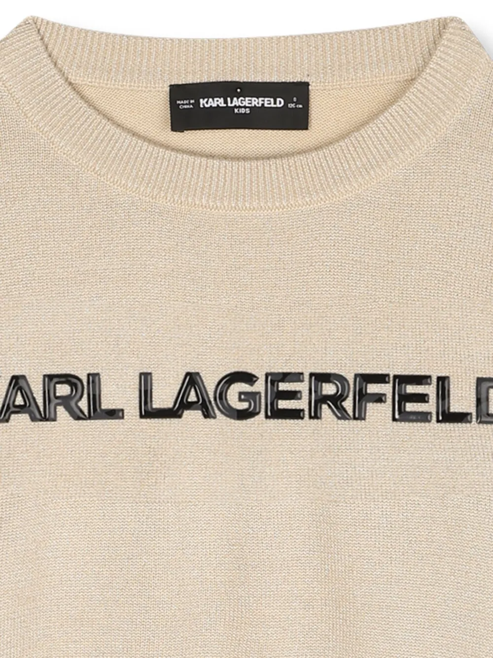 Свитер с объемными рукавами и логотипом KARL LAGERFELD KIDS, нейтральный — фото 3