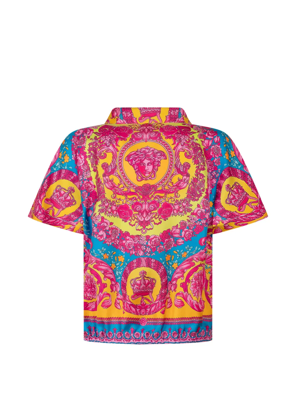 Рубашка с цветочным принтом на пуговицах Versace Kids, желтый — фото 2