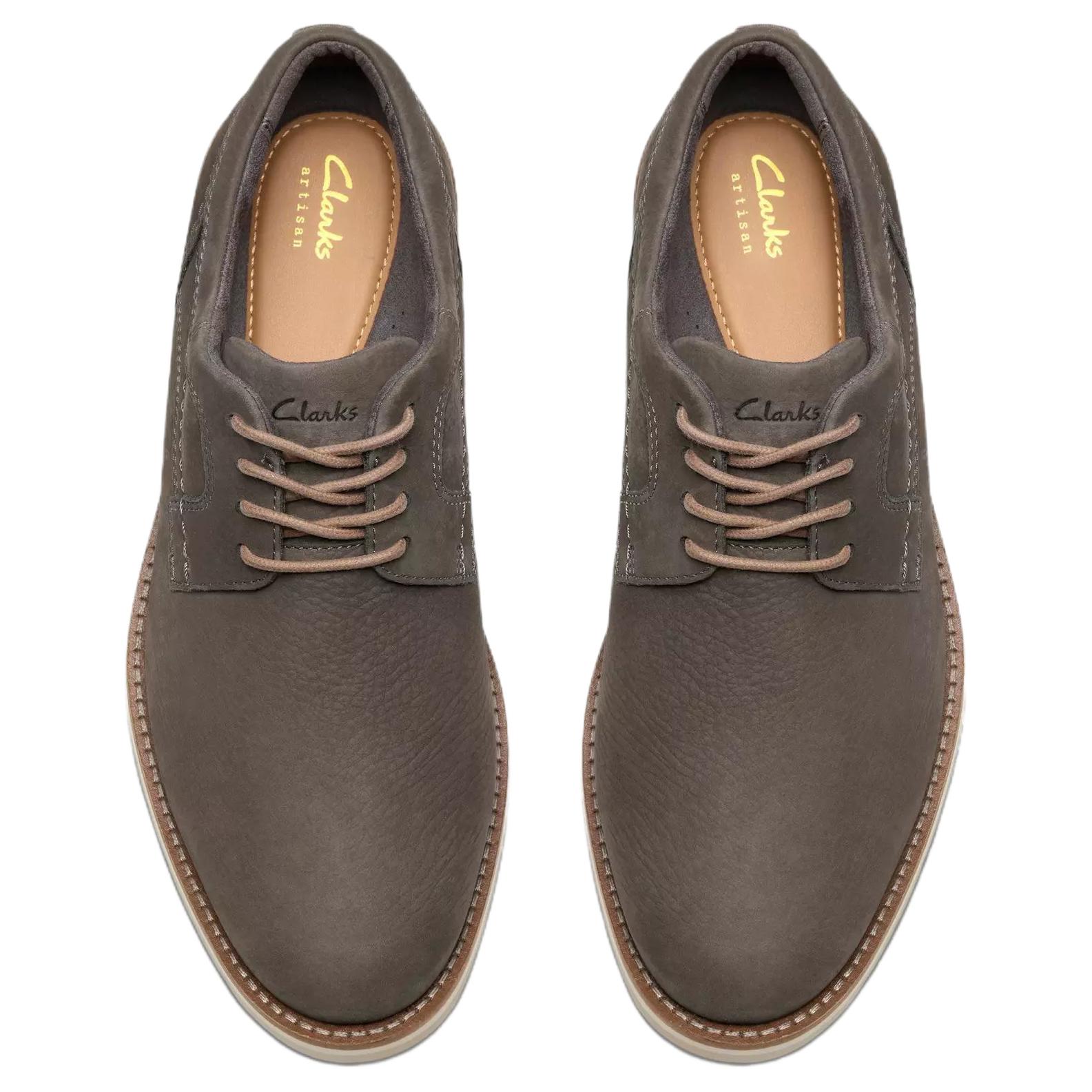 Clarks Кожаные повседневные туфли Monahan Plain Nubuck для мужчин, коричневые — фото 4