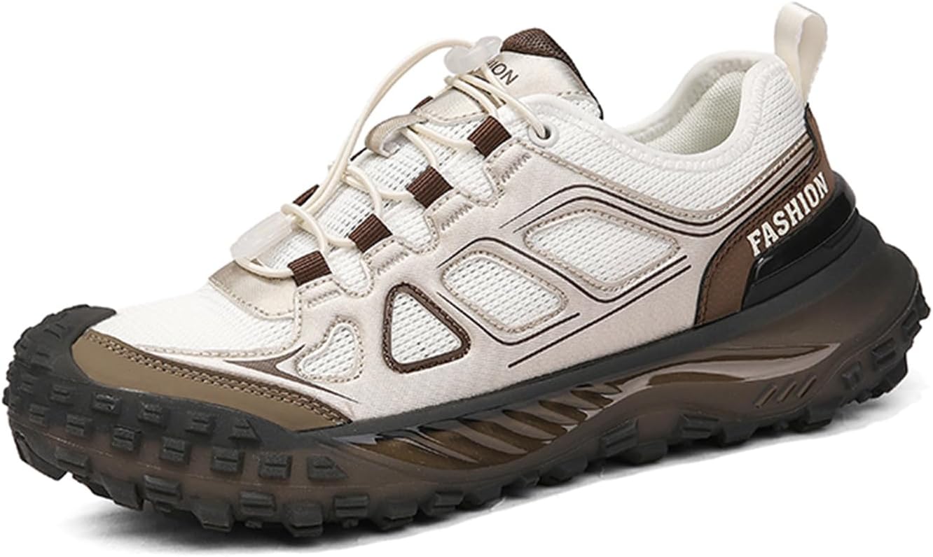 

Мужские дышащие кроссовки с сеткой, эластичные шнурки, противоскользящей подошвой, с защитным носком, амортизирующей стелькой, легкие, для походов, кемпинга, прогулок и повседневного ношения Houdbdol, коричневый