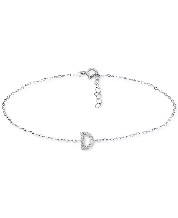 

Браслет на лодыжку с инициалами из стерлингового серебра, украшенный кубическим цирконием, созданный для Macy's. Giani Bernini, d