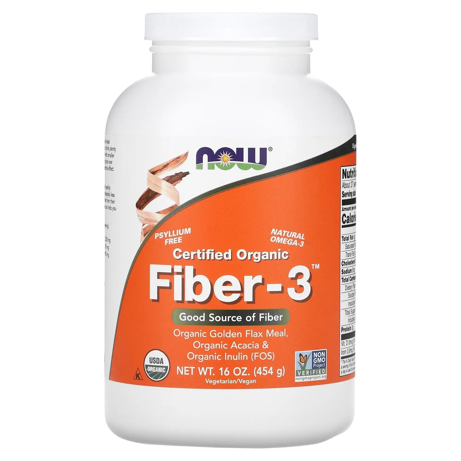 

Now Foods 100% сертифицированная органика Клетчатка Fiber-3 16 унций (454 г)