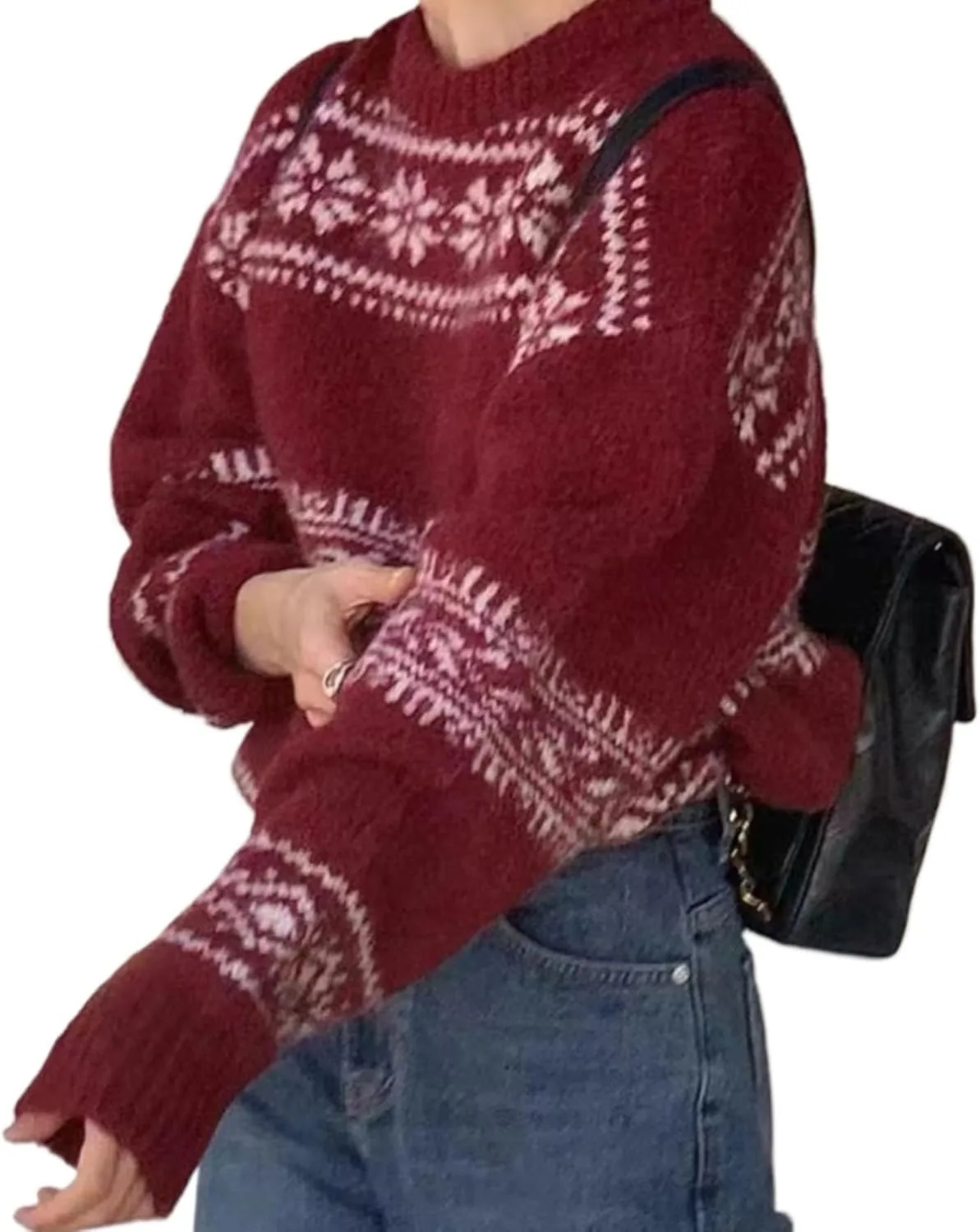 

Винтажный рождественский свитер в стиле дедушки, свободный, с длинными рукавами Zbaul