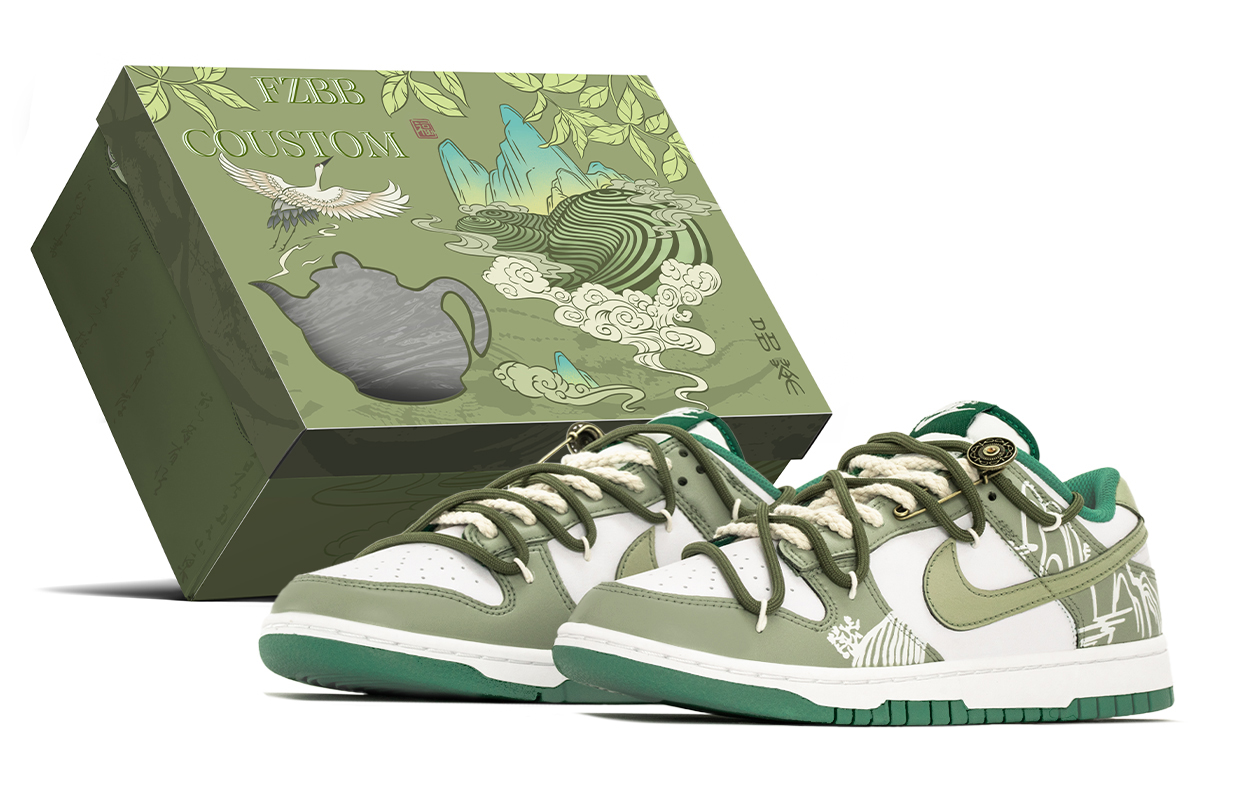 

Nike Кроссовки для скейтбординга Dunk Low Top, мужские, бежево-зеленые