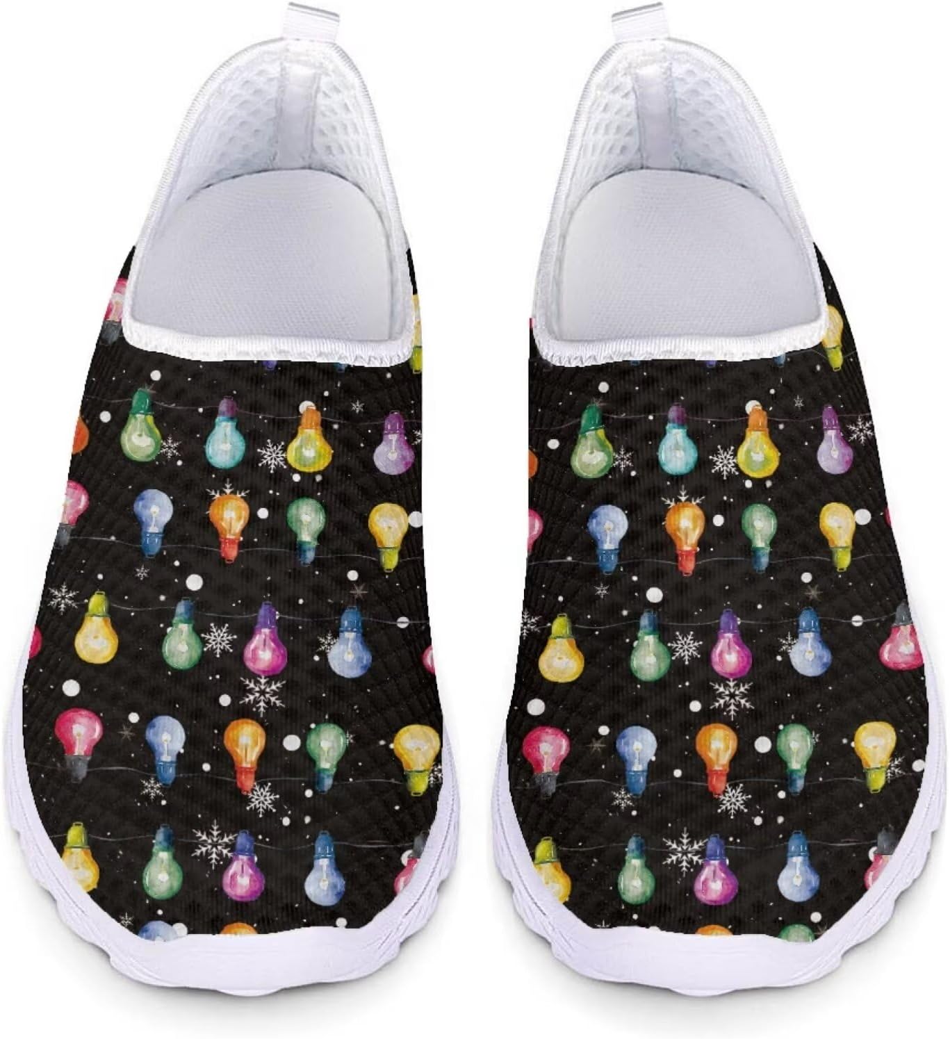 

Кроссовки Belidome для женщин и мужчин, водонепроницаемые слипоны для ходьбы, бега и походов, спортивные, дышащие, легкие, Xmas Light