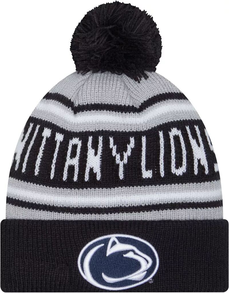 

Мужская шапка-бини New Era Penn State Nittany Lions с синим помпоном и надписью