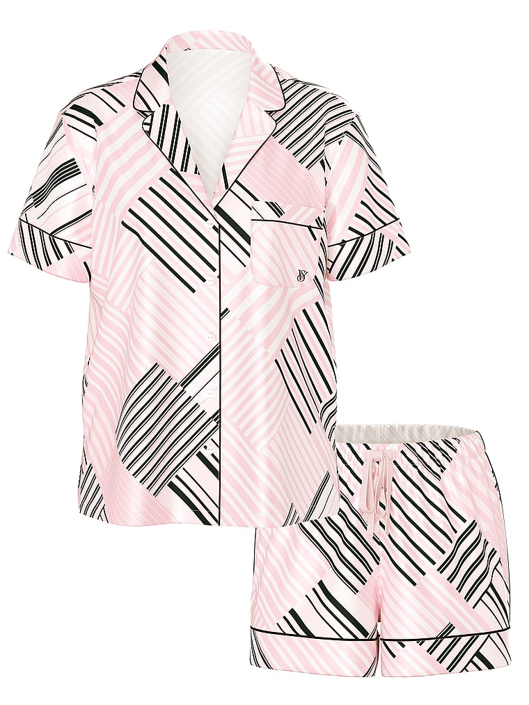 

Короткий пижамный комплект из глянцевого атласа Victoria'S Secret, розовый