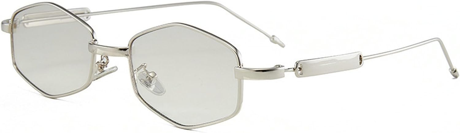 

Модные шестиугольные солнцезащитные очки для женщин и мужчин в стиле ретро с золотой металлической оправой, прямоугольные солнцезащитные очки с защитой от УФ-излучения UV400 mincl, Silver