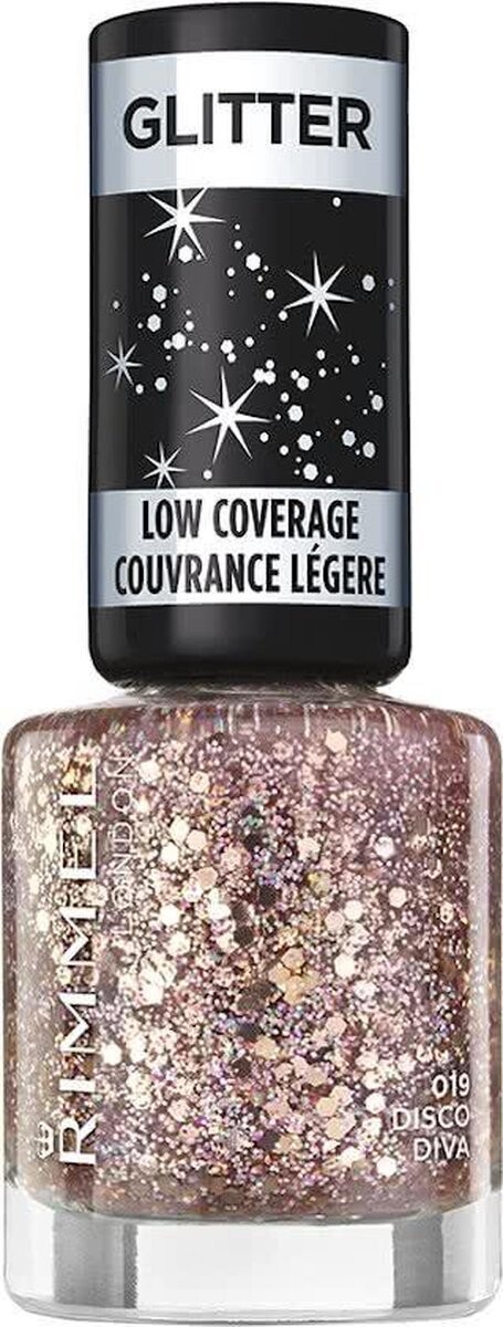 

Гибридный лак для ногтей с блестками Disco Diva 019 Glitter Rimmel 8 мл
