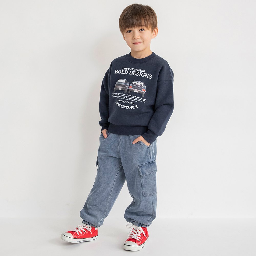 Винтажная толстовка на флисовой подкладке с изображением автомобиля Branshes, Navy blue — фото 3