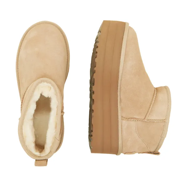 Ботинки кожаные UGG с добавлением шерсти, бежевый — фото 3