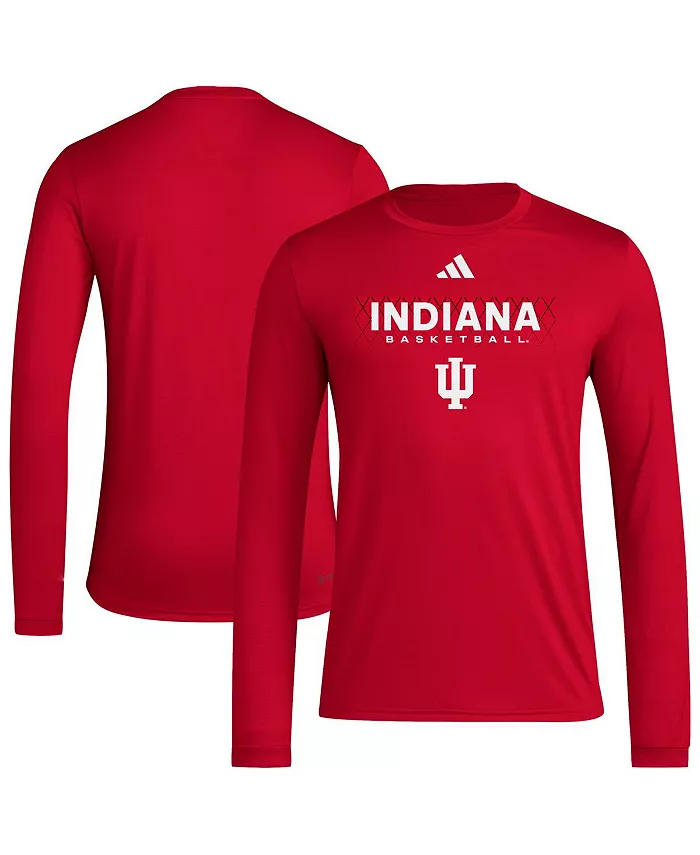 

Мужская футболка с длинным рукавом Indiana Hoosiers Locker On-Court In the Fade цвета малиновый adidas