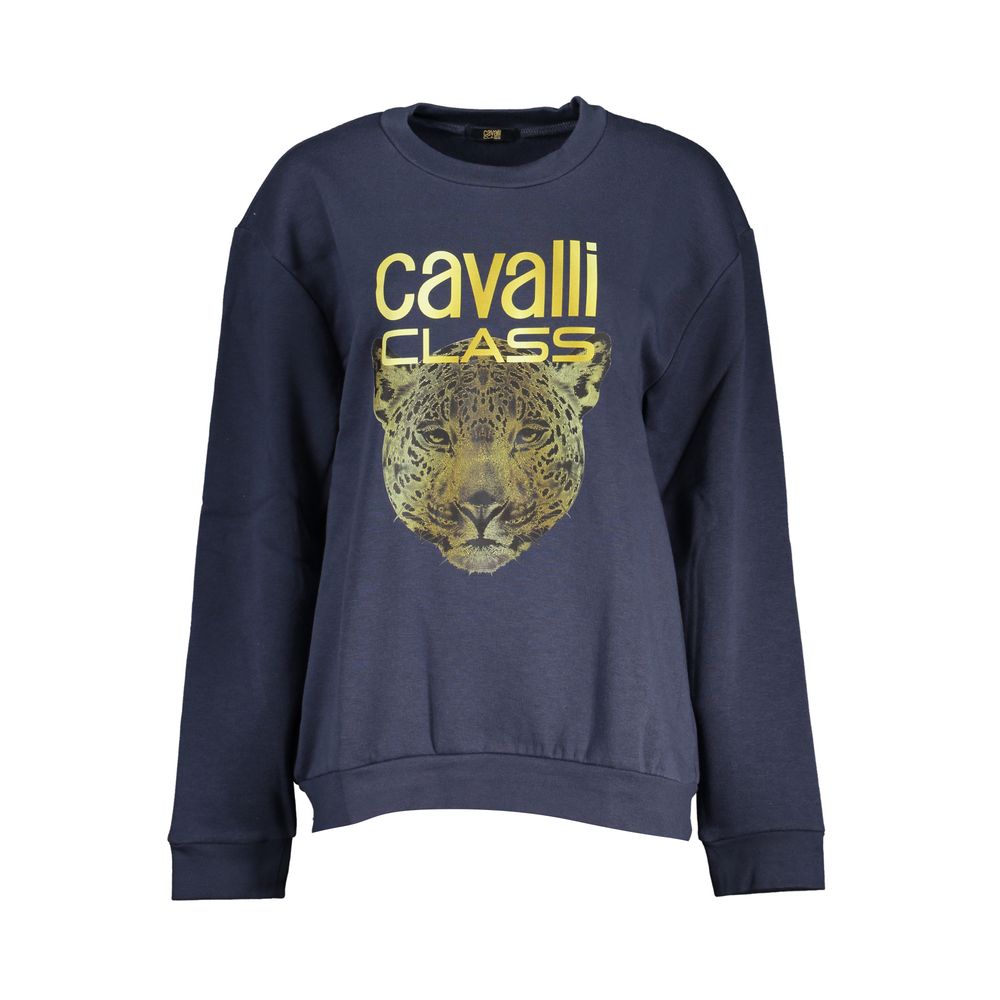 

Элегантная флисовая толстовка с круглым вырезом синего цвета cavalli CLASS