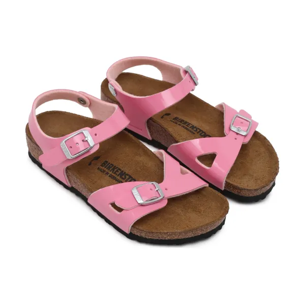 Лакированные карамельно-розовые босоножки с добавлением кожи Birkenstock, розовый — фото 2