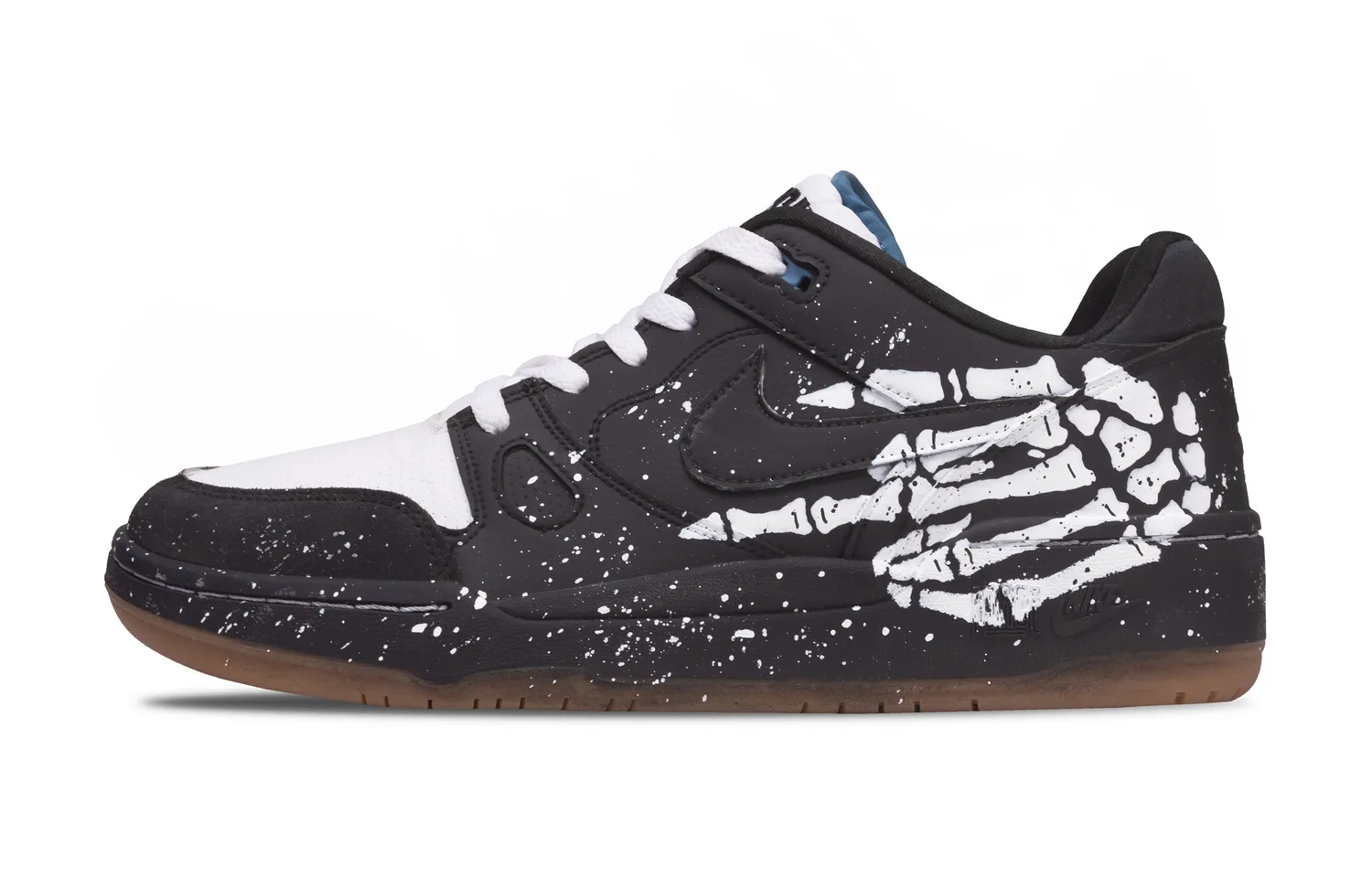 Nike Full Force Skeleton Finger Slip Resistant Low top кроссовки для скейтбординга мужские черно-белые