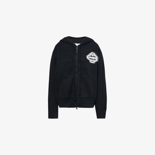 

Трикотажная толстовка с капюшоном на молнии Fluffy-Emblem The Couture Club, черный