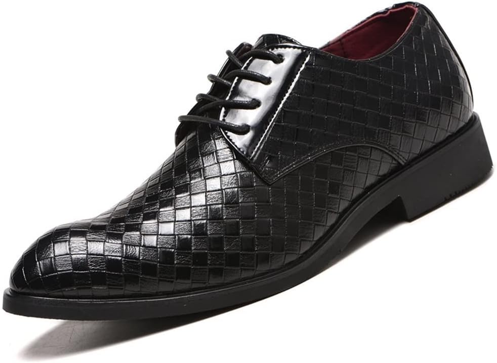 

Мужские оксфорды EVSER с кружевной застежкой, круглым носком и клетчатым рисунком, дерби, из PU кожи, с устойчивым к скольжению каблуком, классические (цвет: красный, размер: 11,5)