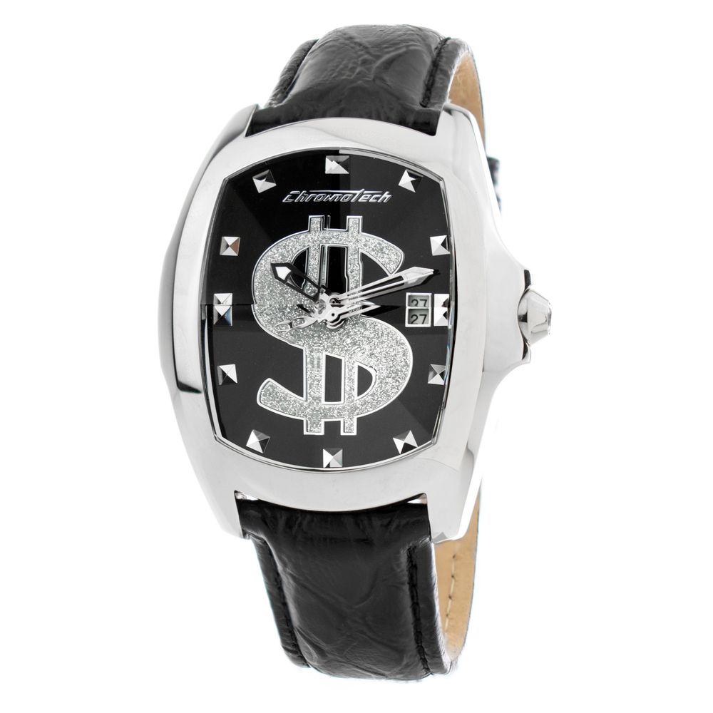 

Черные кожаные часы Chronotech