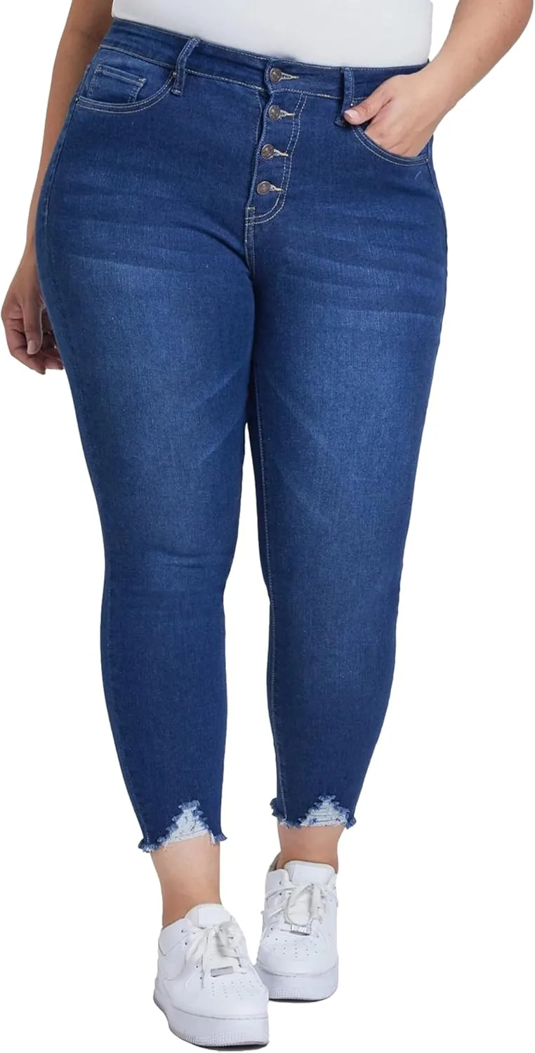 

Royalty for Me Women's Plus Size Sustainable Button Fly Skinny Jeans