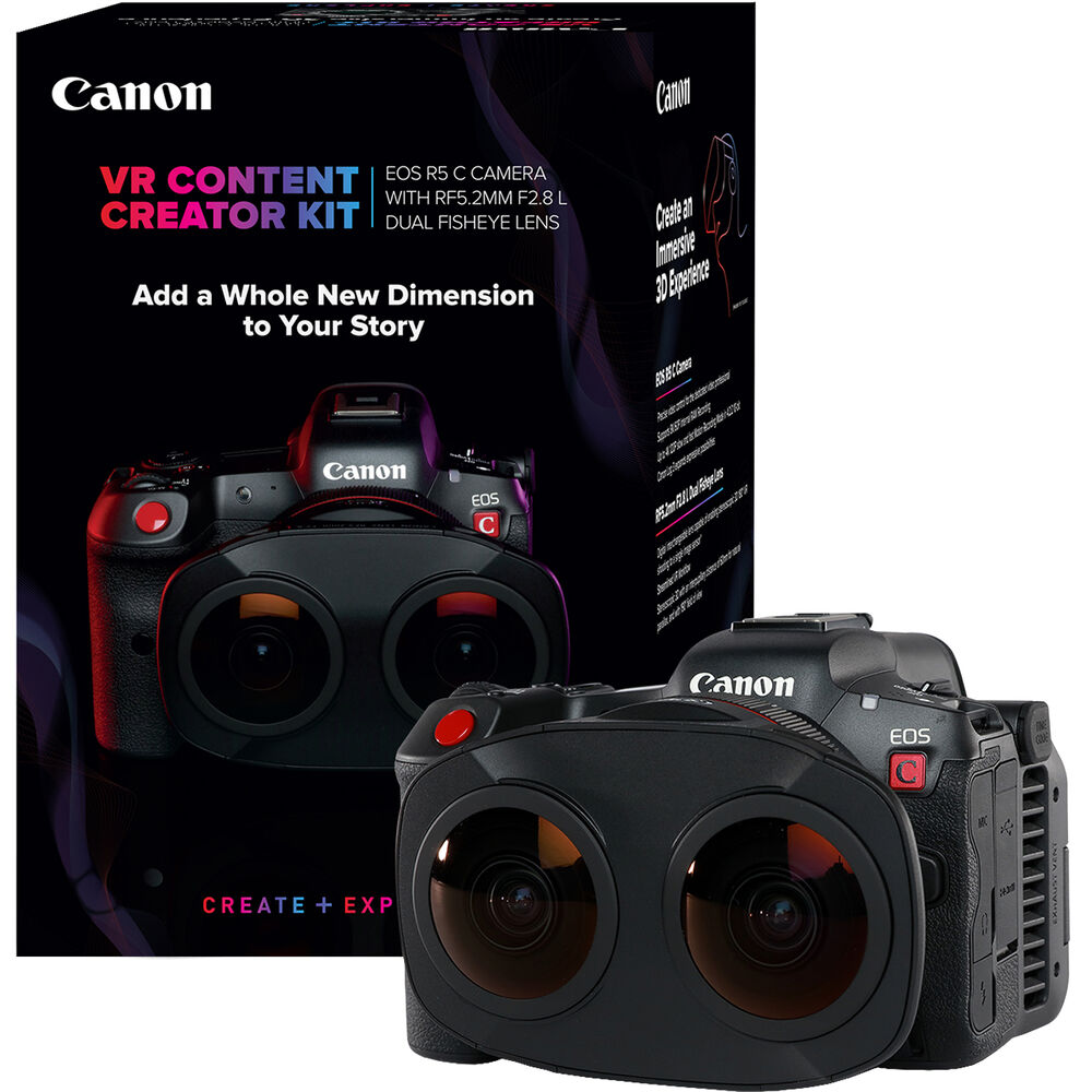 

Комплект Canon EOS R5 C VR Creator Kit с объективом RF 5.2mm f/2.8 Dual Fisheye
