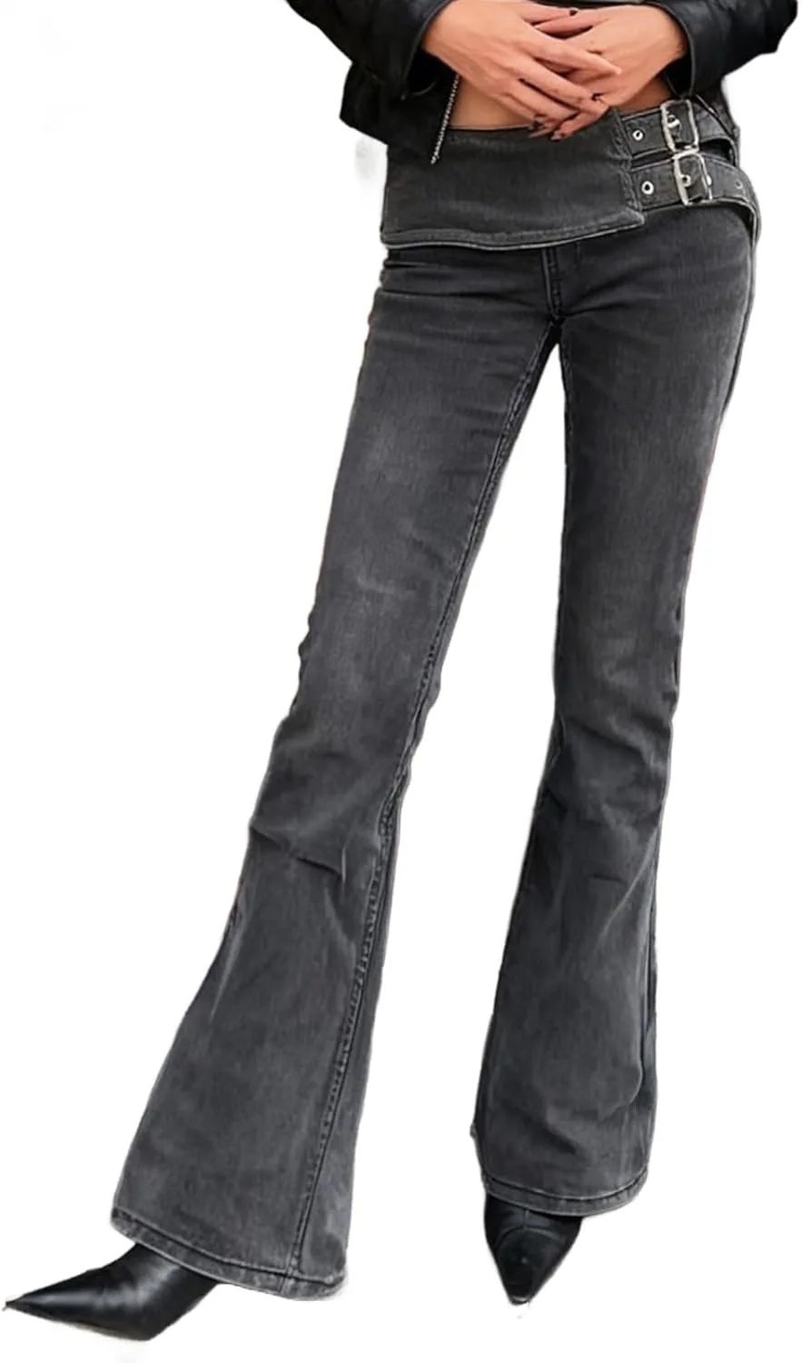 

Женские винтажные джинсы low rise flare Y2k distressed stretch bell bottom