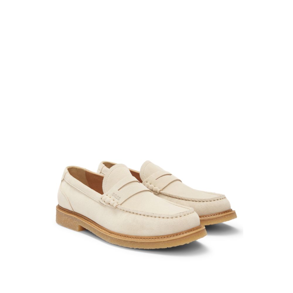 

Кроссовки Suede moccasins with crepe outsole BOSS, белый