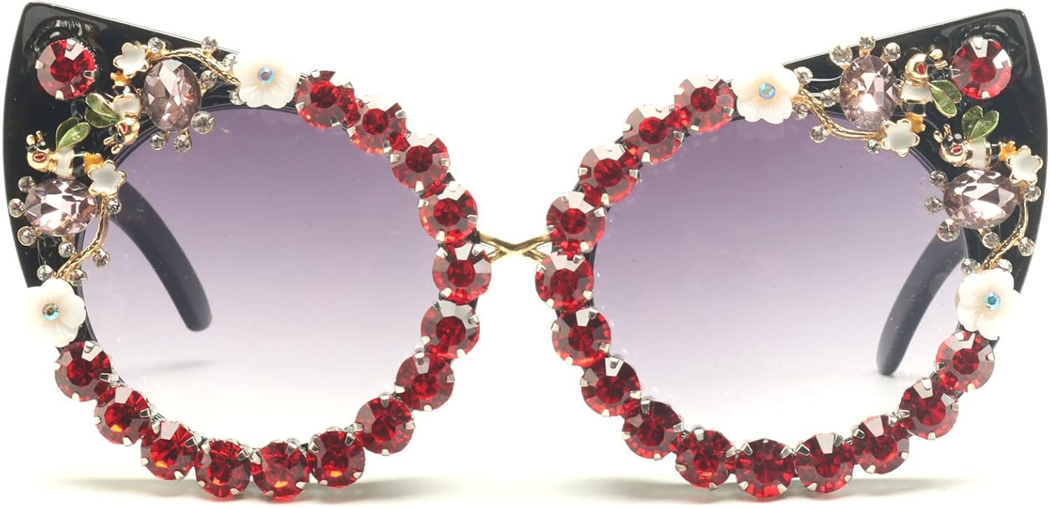 

Крупные солнцезащитные очки с бриллиантами, женские солнцезащитные очки «кошачий глаз» со стразами, винтажные женские сверкающие солнцезащитные очки для вечеринок mincl, Red&black