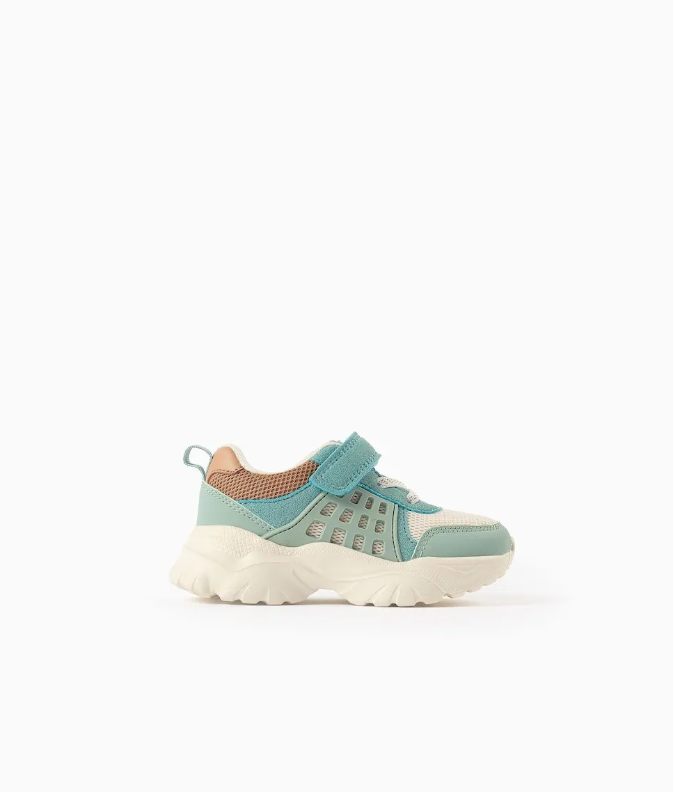 

Детские спортивные кроссовки для мальчика с шнурками и липучкой Zippy, светло-голубой