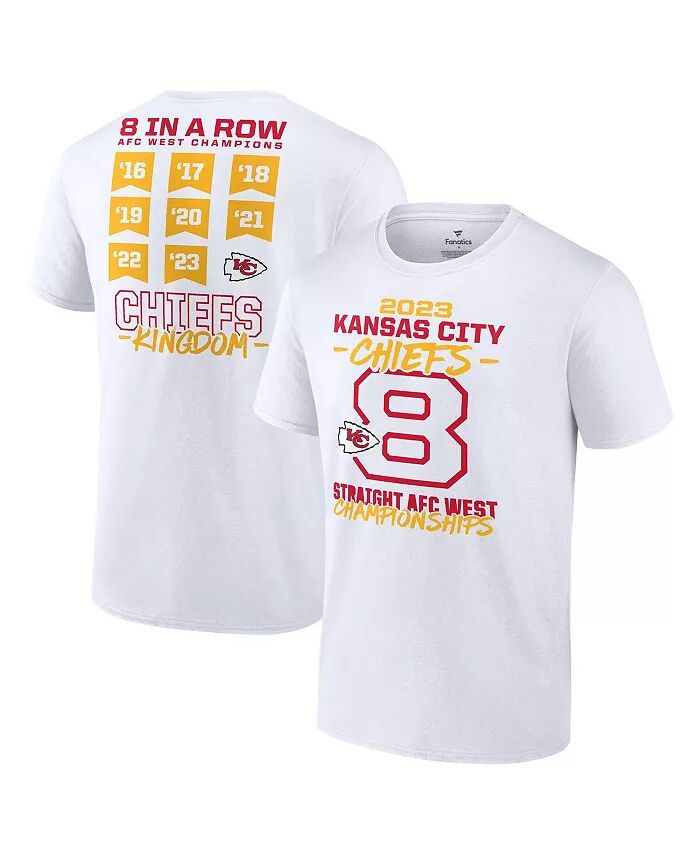 

Мужская белая футболка Kansas City Chiefs — восьмикратные чемпионы Западного дивизиона АФК Fanatics