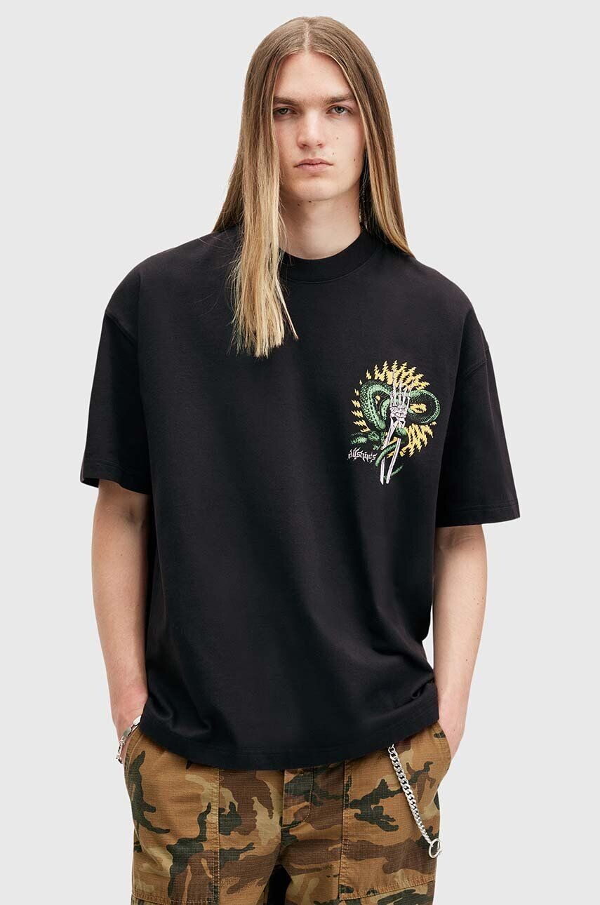 

Хлопковая футболка AllSaints KRAIT SS CREW, черный