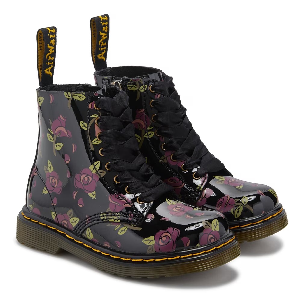

Детские ботинки для малышей 1460 Dr. Martens, black roses