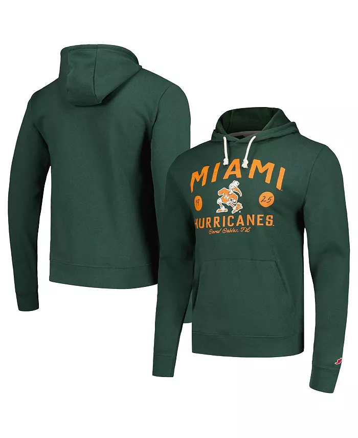

Мужская зеленая худи Miami Hurricanes Bendy Arch Essential с эффектом поношенности League Collegiate Wear
