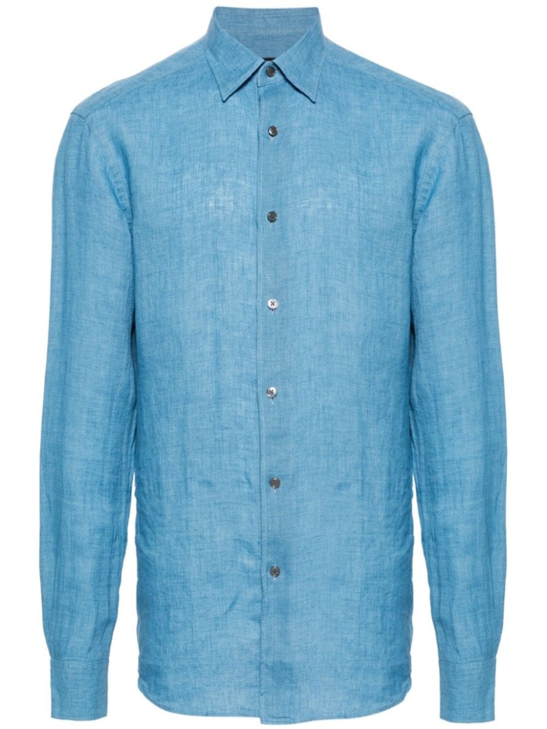 

Льняная рубашка на пуговицах Zegna, синяя