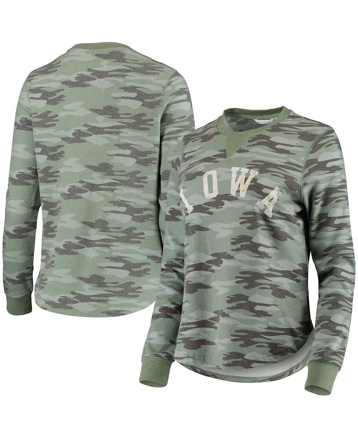

Женский удобный пуловер с камуфляжным принтом Iowa Hawkeyes Camp David