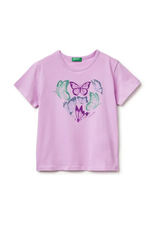 Футболка с блестящим принтом United Colors Of Benetton, Pink