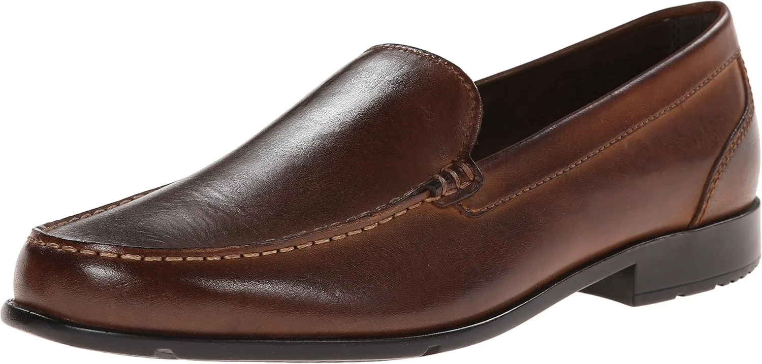 Мужские лоферы Rockport Classic Loafer Vene Black V76191 со шнурком, коньячный