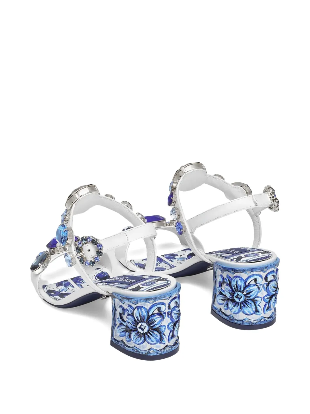 Босоножки из кожи на каблуке 60 мм DOLCE & GABBANA, синий — фото 3