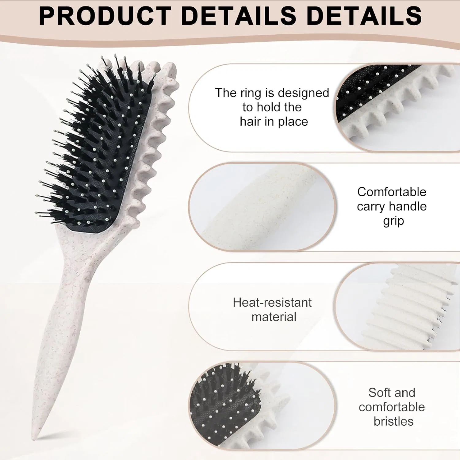 Щетка для вьющихся волос Curl Define Styling Brush Yeria, Beige — фото 3