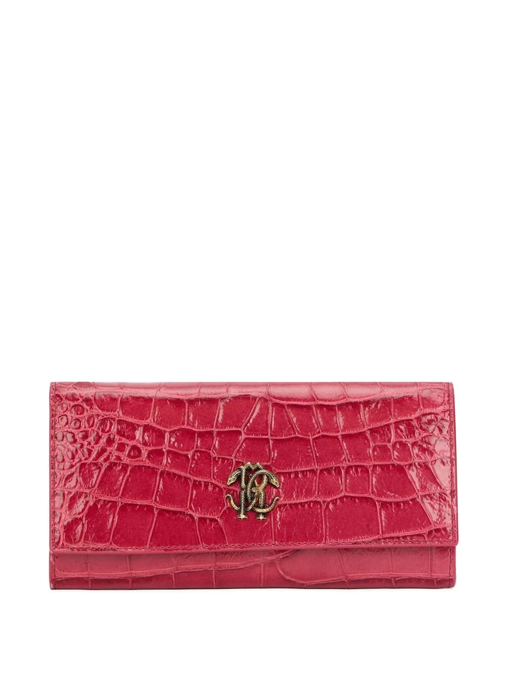 

Кошелек с эффектом крокодиловой кожи и логотипом Roberto Cavalli, розовый