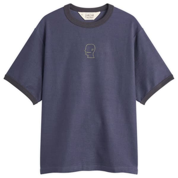 

Футболка с контрастной отделкой из фактурной ткани Brain Dead, темно-синий