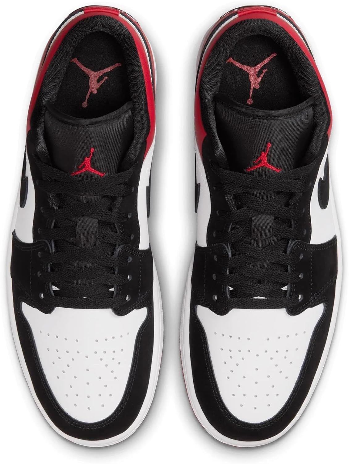 Мужские кроссовки NIKE Air Jordan 1 Low Black Toe, White Black Varsity Red — фото 2