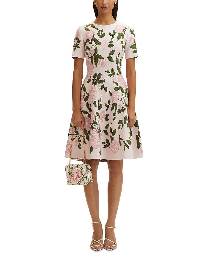 

Платье из розового жаккарда Oscar de la Renta, розовый
