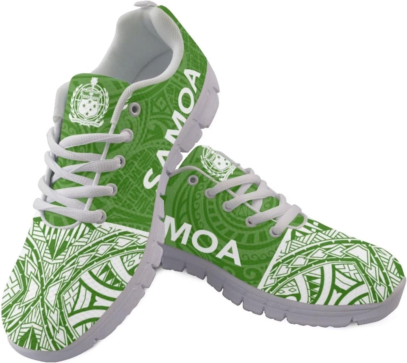 

Кроссовки для ходьбы и бега AmzPrint с гавайским полинезийским племенным принтом, для мужчин, зеленый