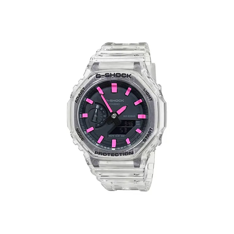 

CASIO Часы Unisex Liquid Crystal/Analog Dual Display Series Black Watch, Classic Pink Ink Transparent