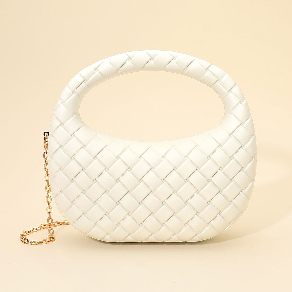 

Сумка через плечо с жестким плетеным верхним ремешком и плетеной верхней ручкой FASHNZFAB, белый