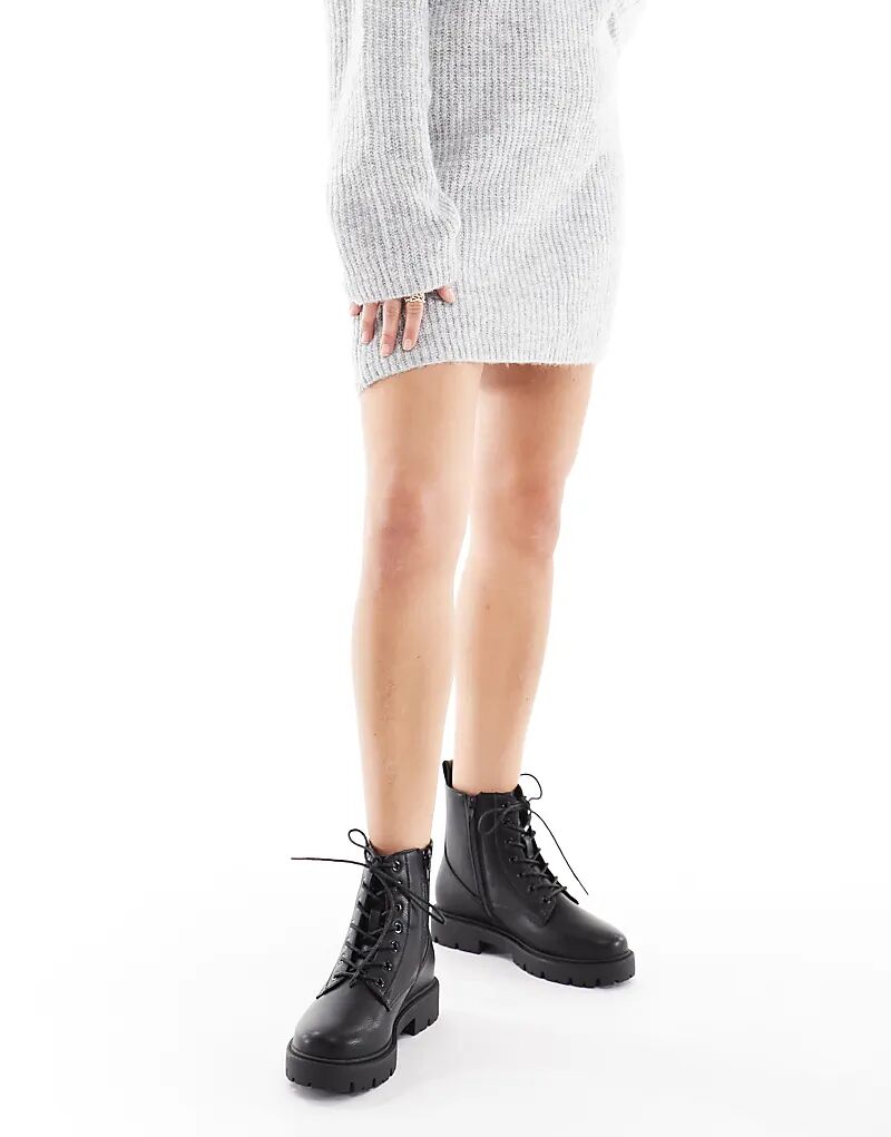 Массивные ботинки на шнуровке Schuh Asher черного цвета — фото 4